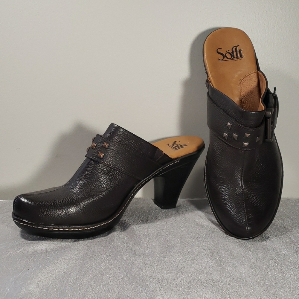 Sofft Women's Dark Brown Slip On Heeled Mules